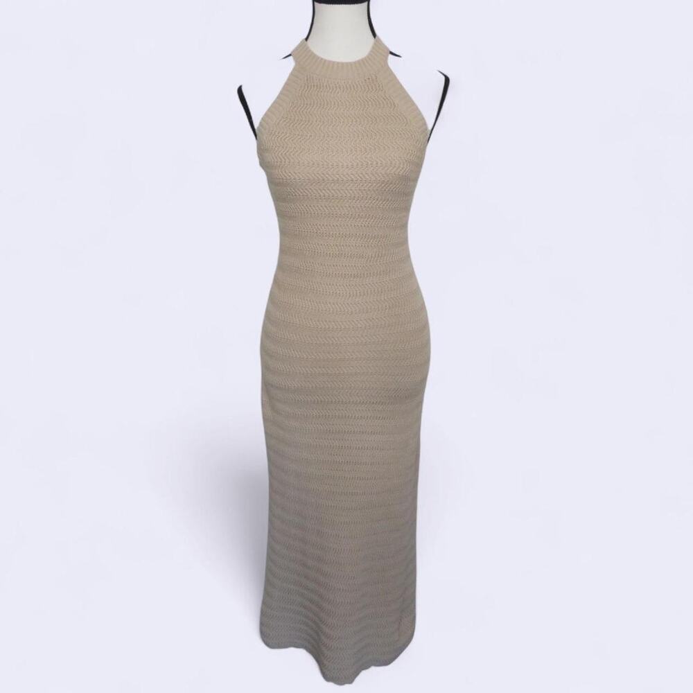 Loft tan crochet knit maxi